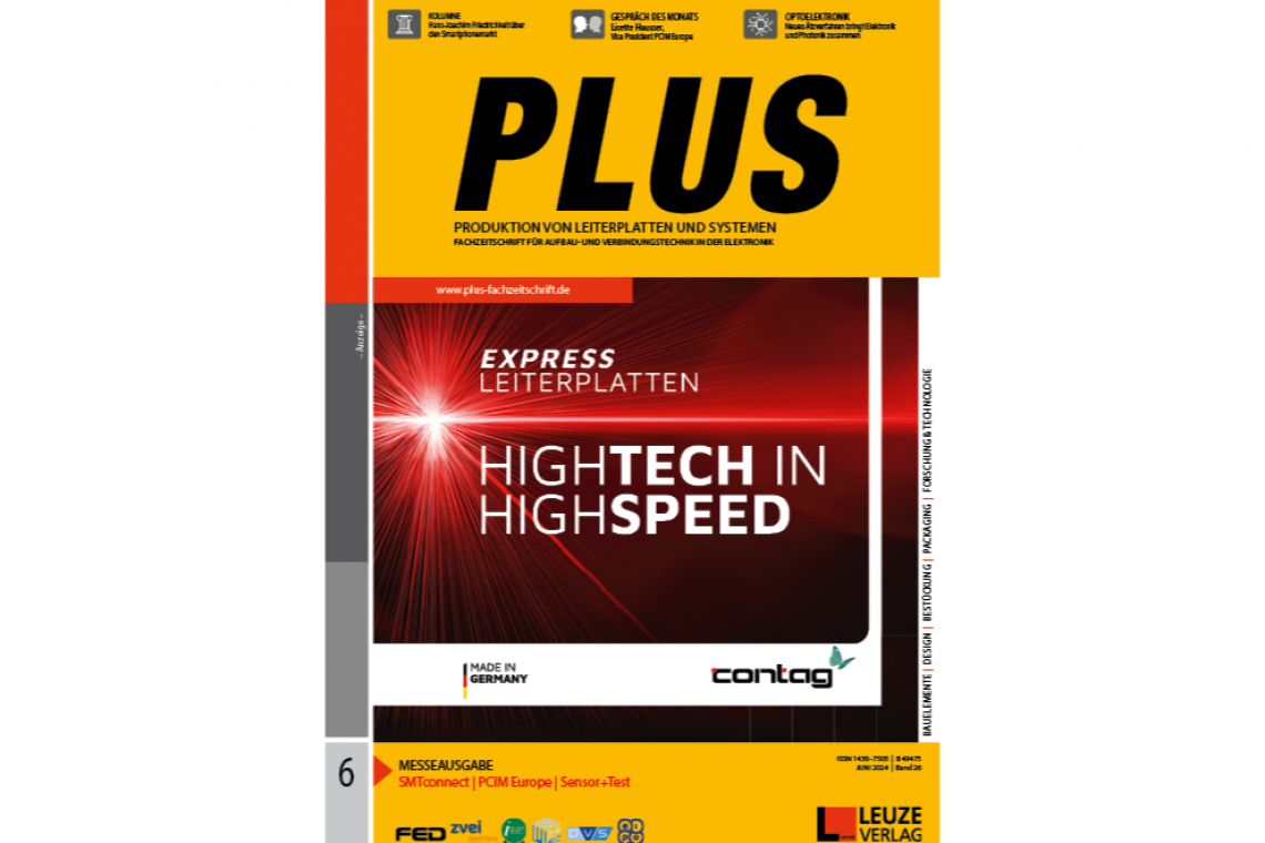 Frisch erschienen: Messeausgabe der PLUS zur SMTconnect / PCIM Europa / Sensor+Test