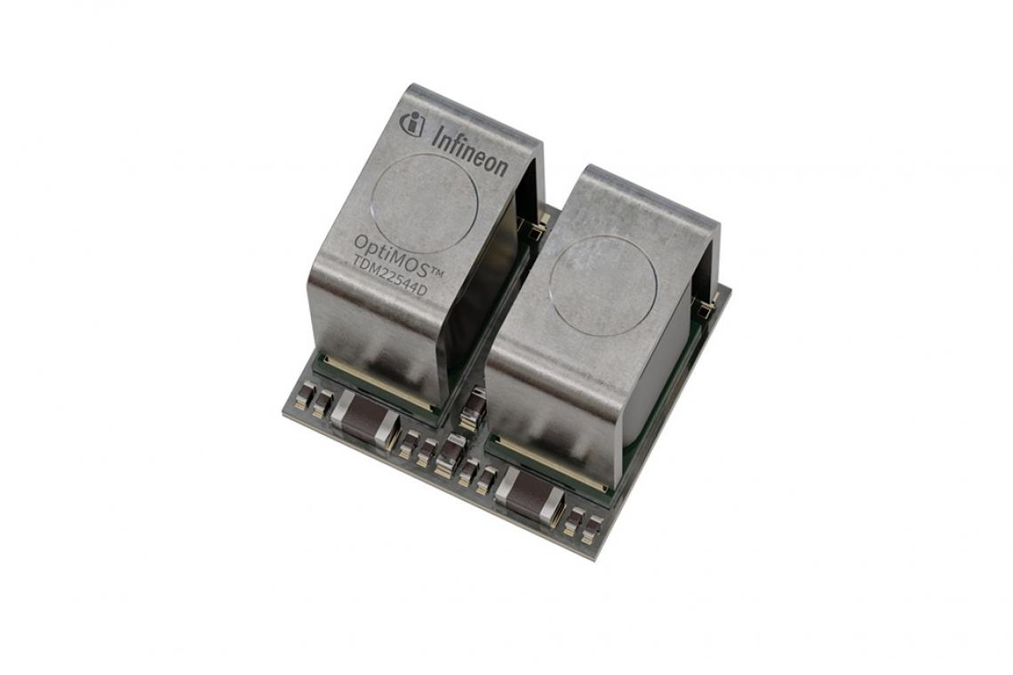 Integrierte 90-A-Leistungsstufenlösung OptiMOS auf Siliziumbasis von Infineon wird von Delta zur Entwicklung von Vertikalstromversorgungsmodulen verwendet (Bild: Infineon)