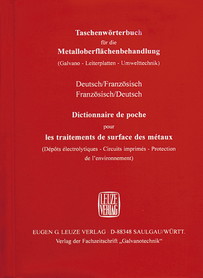 Taschenwörterbuch für die Metalloberflächenbehandlung - Deutsch/Französisch - Französisch/Deutsch