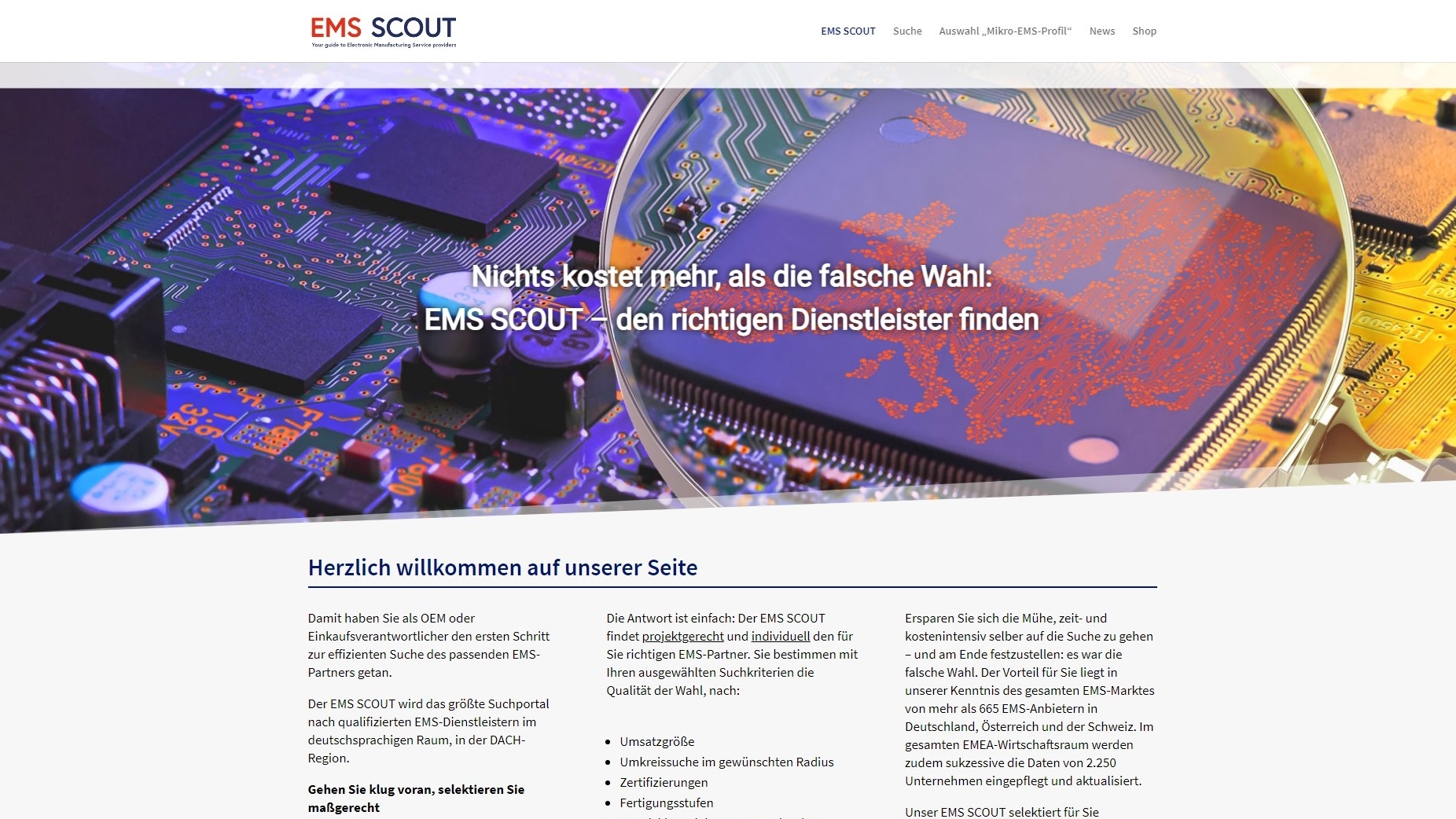 EMS-Scout, digitaler Einkaufsführer über die EMS Industrie für OEM Unternehmen