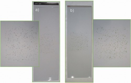 Fig. 7: a) Acid pickling + SAA + e-coat + top coat (stone chipping resistance LEVEL 2) and b) Acid pickling + CAA + Cr(VI)-primer + top coat (stone chipping resistance LEVEL 3)