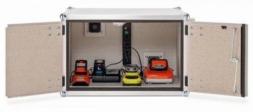 Bild 3: Kompakte Akku-Ladeschränke für Werkzeug- und sonstige Kleinakkus mit Alarmierung im Brandfall