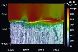 Abb. 12: Poissongrat auf Stirnfläche, Ausschnitt aus Abb. 10, 500-fach