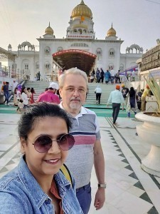 Sightseeing: Selfie am Sikh-Tempel von Neu Delhi