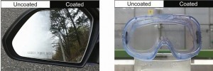 Abb. 5: Anti-Beschlag-Test: (a) Außenspiegel und (b) Schutzbrille