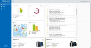 Über das Dashboard der innovativen Cloud-Lösung Ecoclean Connect werden alle Anlagen- und Prozessdaten auf einem Desktop oder Tablet dargestellt. Bildquelle: Ecoclean GmbH