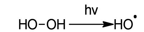 Reaktionsgl. 1: Homolytische Spaltung von Wasserstoffperoxid