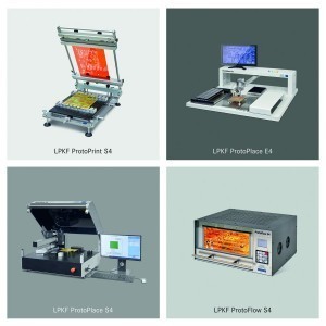 Neue Produkte im LPKF-Portfolio für die Inhouse-SMD-Bestückung von PCB-Prototypen: Schablonendrucker, Bestückungsautomaten und Reflow-Ofen