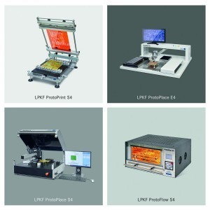 Neue Produkte im LPKF-Portfolio für die Inhouse-SMD-Bestückung von PCB-Prototypen: Schablonendrucker, Bestückungsautomaten und Reflow-Ofen