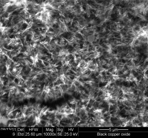 Fig. 2.2: Fibrous structure of black copper oxide coating