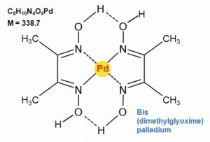 Abb. 18: Struktur des neutralen Palladium-Dimethylglyoxim- Komplexes 