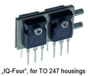 Abb. 4: „IQ-Four“, for TO 247 housings: Anwendungsbeispiel einer flüssigkeitsgekühlten hochkompakten MOSFET-Baugruppe für die Leistungselektronik