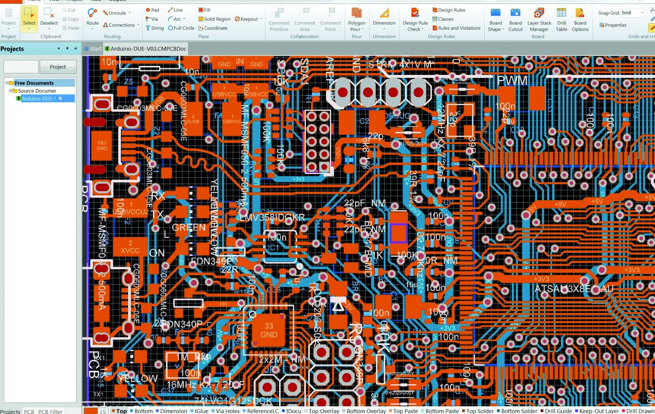 Abb. 2: Screenshot eines mit CircuitMaker bearbeiteten Designs