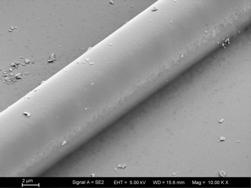 Abb. 7: Beste Ergebnisse für Wellenleiterkerne (links) und Mantelöffnungen (rechts) mit 365 nm und 405 nm Biwellenlänge-UV-LED-Belichtungsquelle