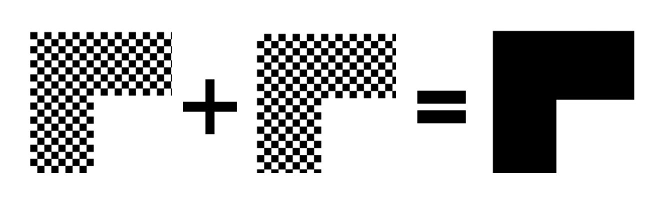 c) Aufteilung und Druckabfolge beim „Schachbrettdruck“ (Dropspacing 20 µm) 