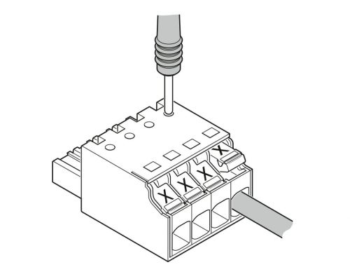 Abb. 3: Neben Push-X haben die Leiterplattensteckverbinder weitere praktische Vorteile. So ist der XPC-1,5-Steckverbinder z. B. mit Prüföffnungen auf der Oberseite ausgestattet, die eine elektrische Funktionsprüfung in der Applikation ermöglichen. Mit 1 mm Prüfspitzen kann direkt auf dem Strombalken der jeweiligen Pole kontaktiert werden.
