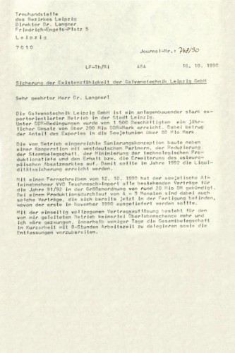 Abb. 296: Schreiben an die Treuhand