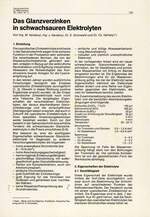 Das Glanzverzinken in schwachsauren Elektrolyten