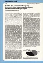 Kosten der Abwasserentsorgung: Durchschnittliche Jahresgesamtkosten pro Einwohnernichtgestiegen