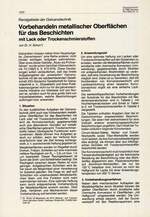 Vorbehandeln metallischer Oberflächen für das Beschichten mit Lack oder Trockenschmierstoffen