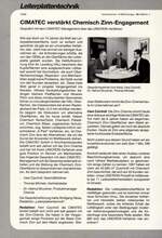 CIMATEC verstärkt Chemisch Zinn-Engagement