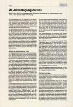 20. Jahrestagung der DG