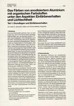 Das Färben von anodisiertem Aluminium mit organischen Farbstoffen
unter den Aspekten Einfärbeverhalten und Lichtechtheit