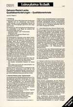 Galvano-Resist-Lacke, Qualitätsanforderungen – Qualitätsmerkmale