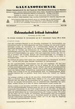 Galvanotechnik kritisch betrachtet