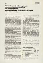 Untersuchungen über die Morphologie und die vorwiegende Orientierung von elektrolytisch abgeschiedenen Glanzzinnübenzügen