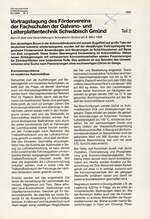 Vortragstagung des Fördervereins
der Fachschulen der Galvano- und Leiterplattentechnik Schwäbisch Gmünd – Teil 2