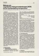 Bildung von
organischen Halogenverbindungen (AOX) bei der Cyanidentgiftung mit Hypochlorit