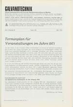 Terminplan für Veranstaltungen im Jahre 1971