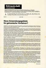 Neue Anwendungsgebiete für galvanische Verfahren?