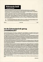 Ist die Galvanotechnik genug umweltbewußt?