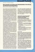 Neue Aspekte zum Vollzug der Indirekteinleiter-Verordnung des Wasserhaushaltsgesetzes