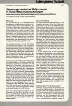 Steuerung chemischer Naßprozesse in horizontalen Durchlaufanlagen unter besonderer Berücksichtigung der Abwasserprobleme