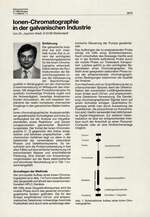 lonen-Chromatographie in der galvanischen Industrie