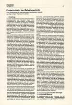 Fortschritte in der Galvanotechnik