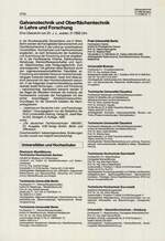 Galvanotechnik und Oberflächentechnik in Lehre und Forschung