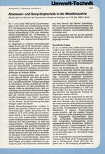 Abwasser- und Recyclingtechnik in der Metallindustrie