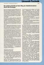 Ein weiterer Schritt auf dem Weg der Abfallrücknahme durch den Erzeuger