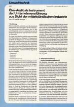 Oko-Audit als Instrument der Unternehmensführung aus Sicht der mittelständischen Industrie