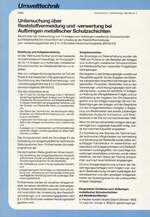 Untersuchung über
Reststoffvermeidung und -Verwertung bei Aufbringen metallischer Schutzschichten