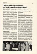„Beitrag der Galvanotechnik zur Lösung der Energieprobleme“