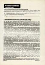 Galvanotechnik braucht ihre Lobby