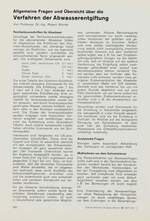 Allgemeine Fragen und Übersicht über die Verfahren der Abwasserentgiftung