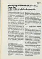 Entsorgung durch Reststoffverwertung (recycling) in der metallverarbeitenden Industrie