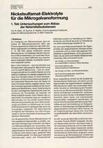 Nickelsulfamat-Elektrolyte für die Mikrogalvanoformung