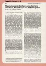Plasmabasierte Verfahrenstechniken: Grundlagen, Anwendungen und Prozeßintegration
